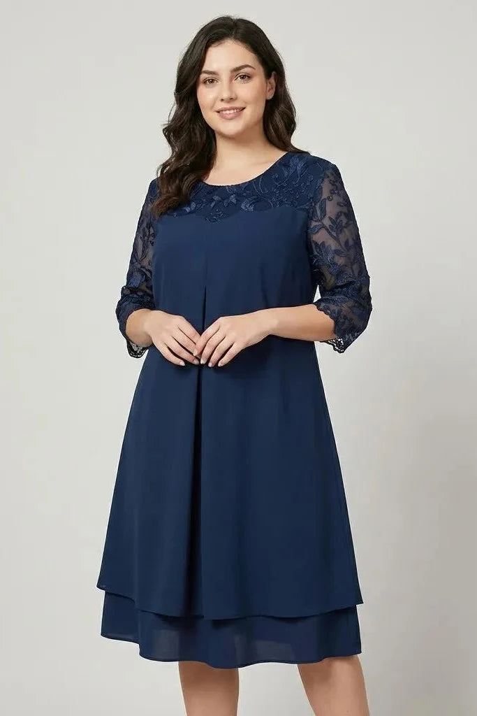Ľubomila | Elegantné midi šaty so zdobenými rukávmi