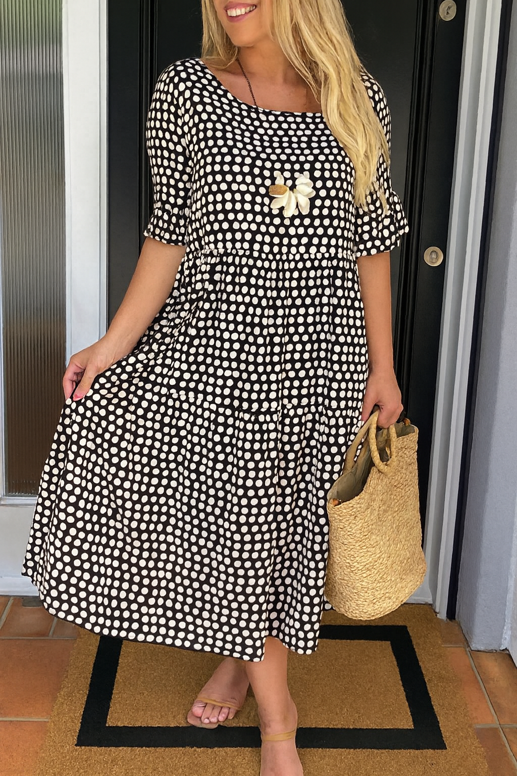 Ružica | Elegantné midi šaty s krátkymi rukávmi
