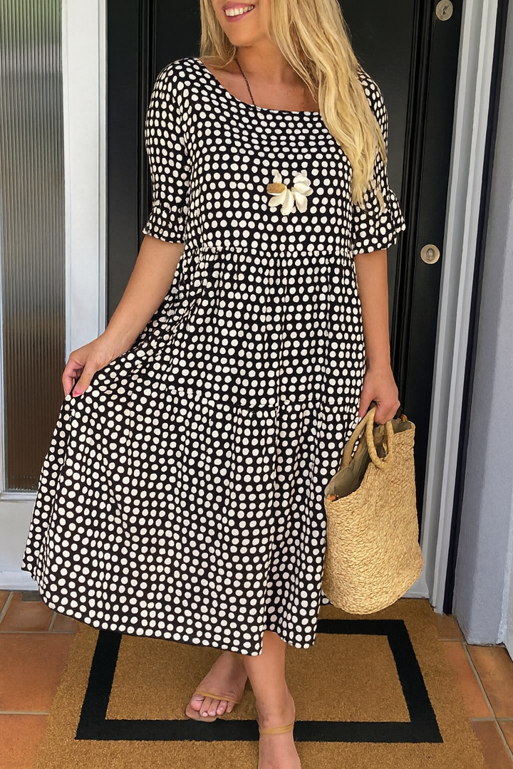 Ružica | Elegantné midi šaty s krátkymi rukávmi
