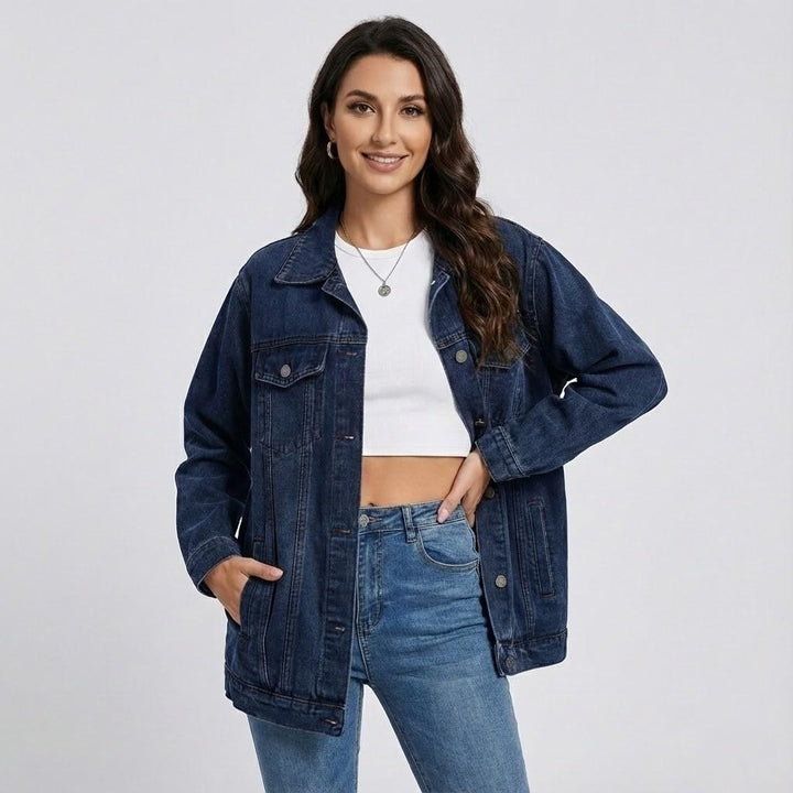 Bunda z denimu s oversize strihom v mestskom štýle
