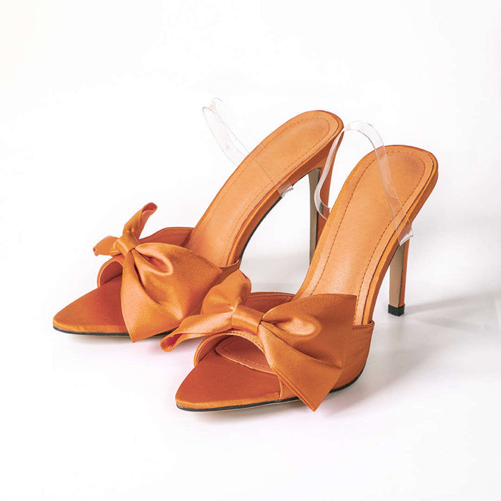 Slingback lodičky na vysokom podpätku s mašľou