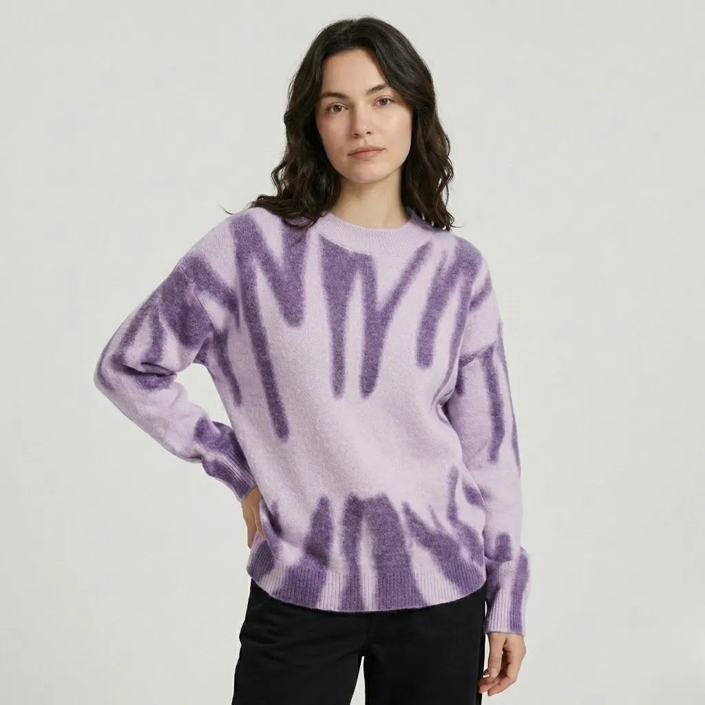 Pletený sveter s oversize strihom a organickým vzorom