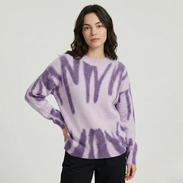 Pletený sveter s oversize strihom a organickým vzorom