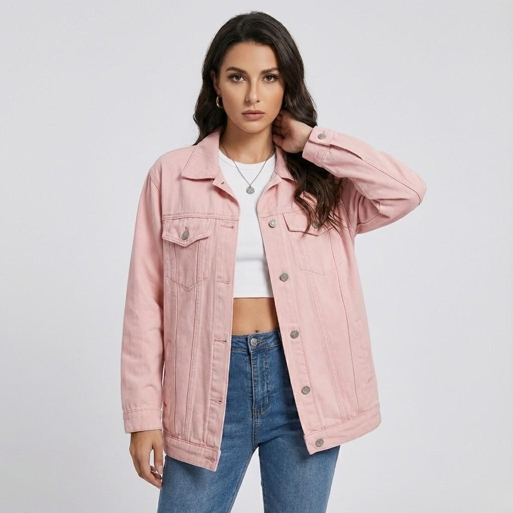 Bunda z denimu s oversize strihom v mestskom štýle