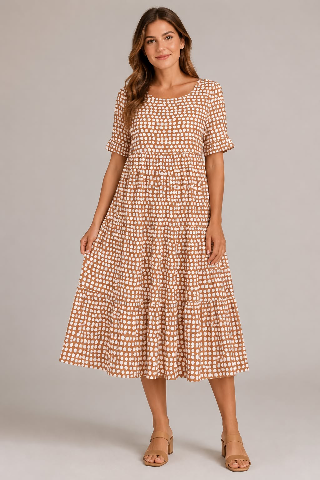 Ružica | Elegantné midi šaty s krátkymi rukávmi