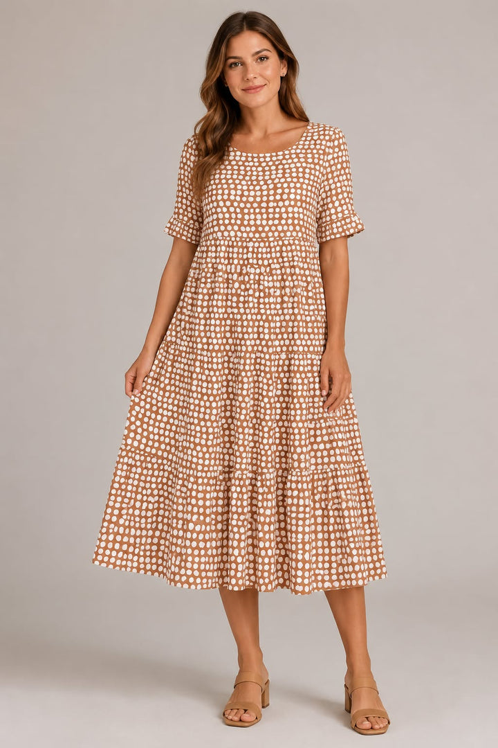 Ružica | Elegantné midi šaty s krátkymi rukávmi