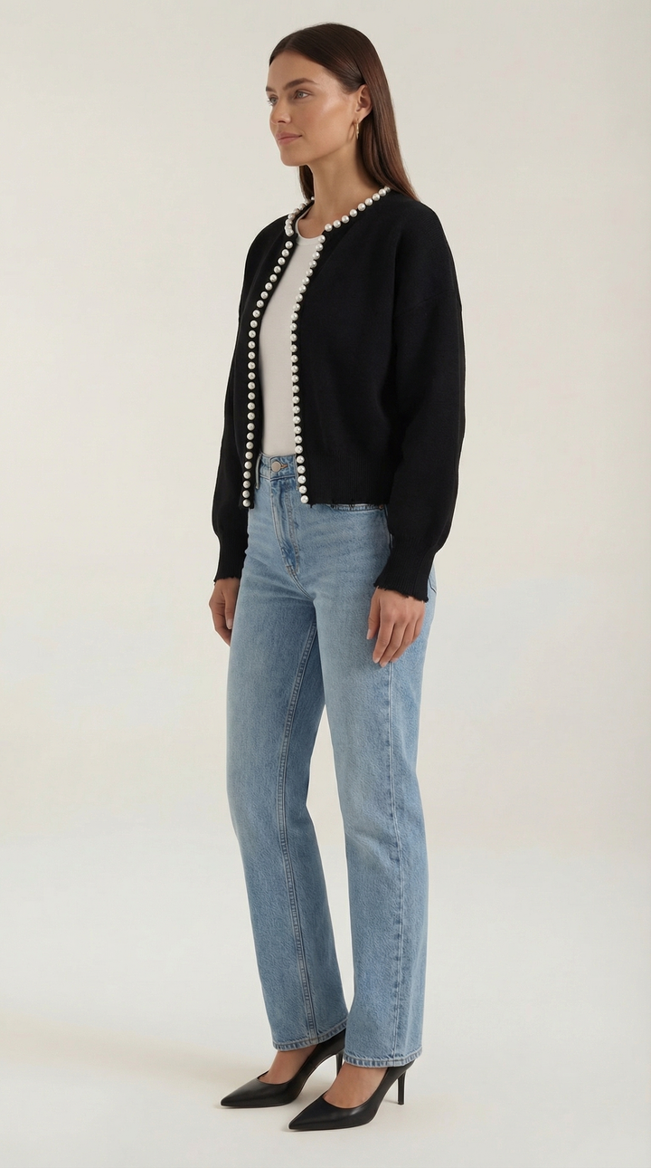 Pletený kardigán s perleťovými gombíkmi