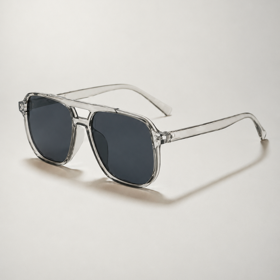 Hranaté aviator slnečné okuliare s dvojitým mostíkom