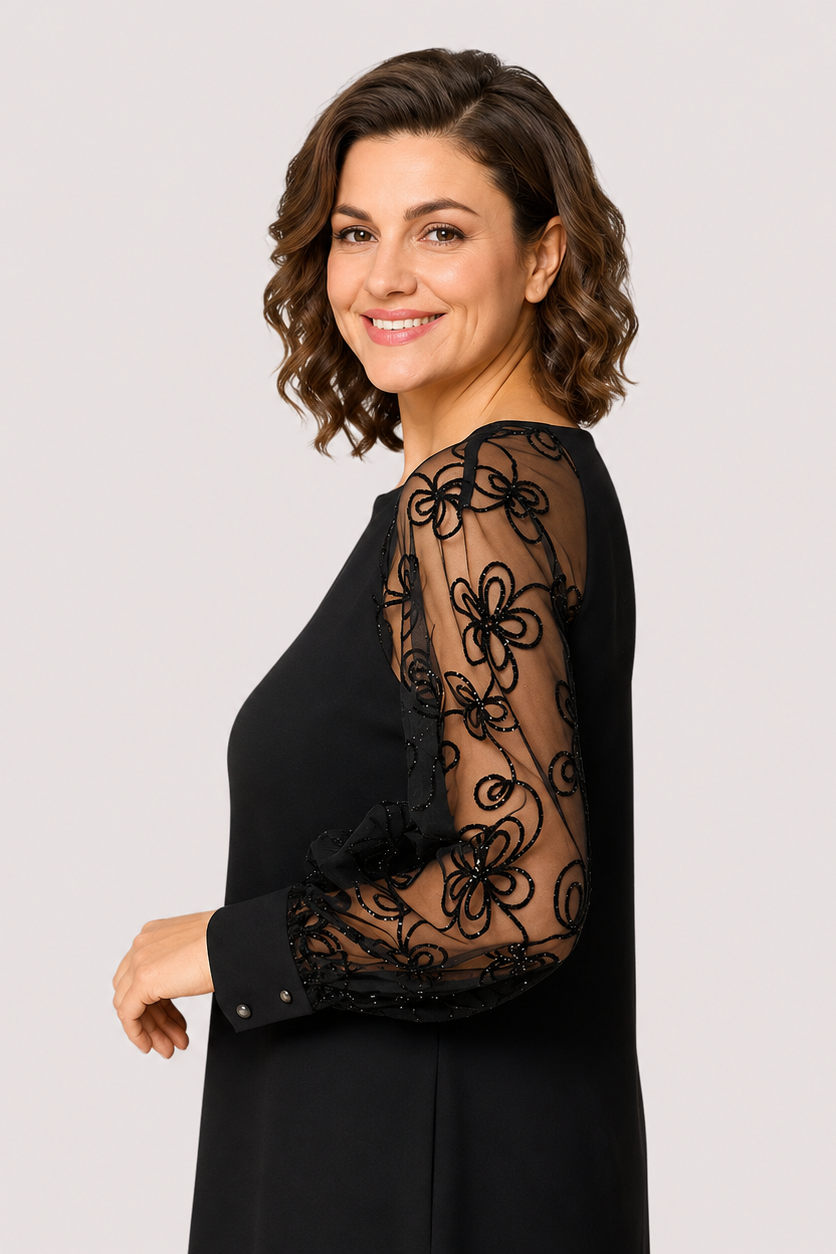 Rastislava | Elegantné čierne šaty s jemnými rukávmi