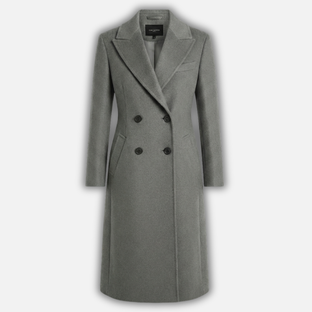 Dlhý elegantný kabát s klopovým golierom