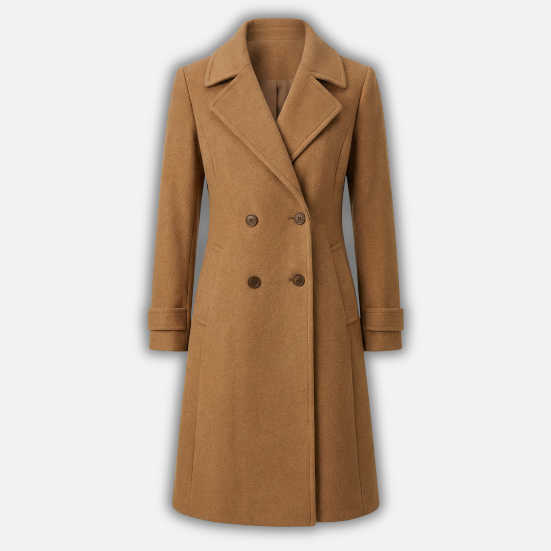 Dlhý elegantný kabát s klopovým golierom