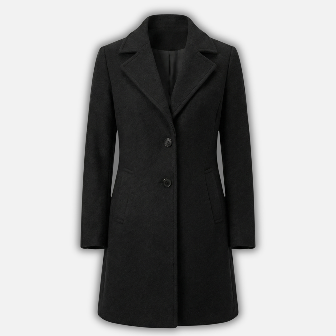 Dlhý elegantný kabát s klopovým golierom