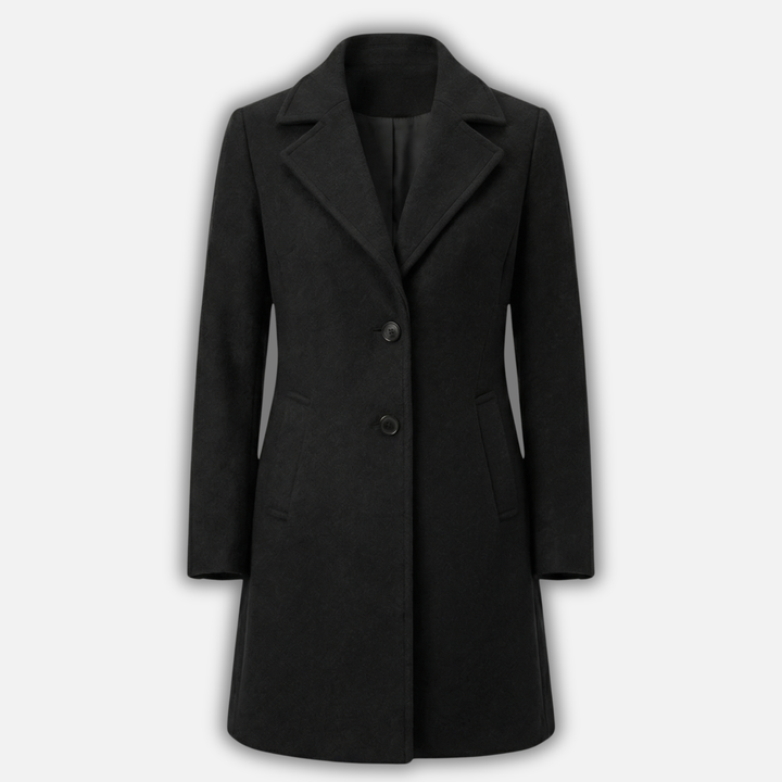 Dlhý elegantný kabát s klopovým golierom
