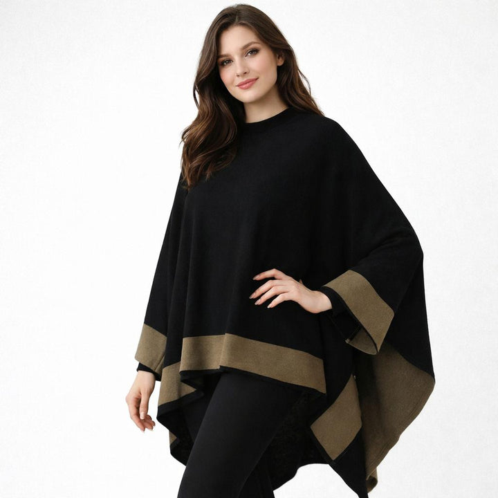 Elegantné pončo zo zmesi vlny s voľným strihom