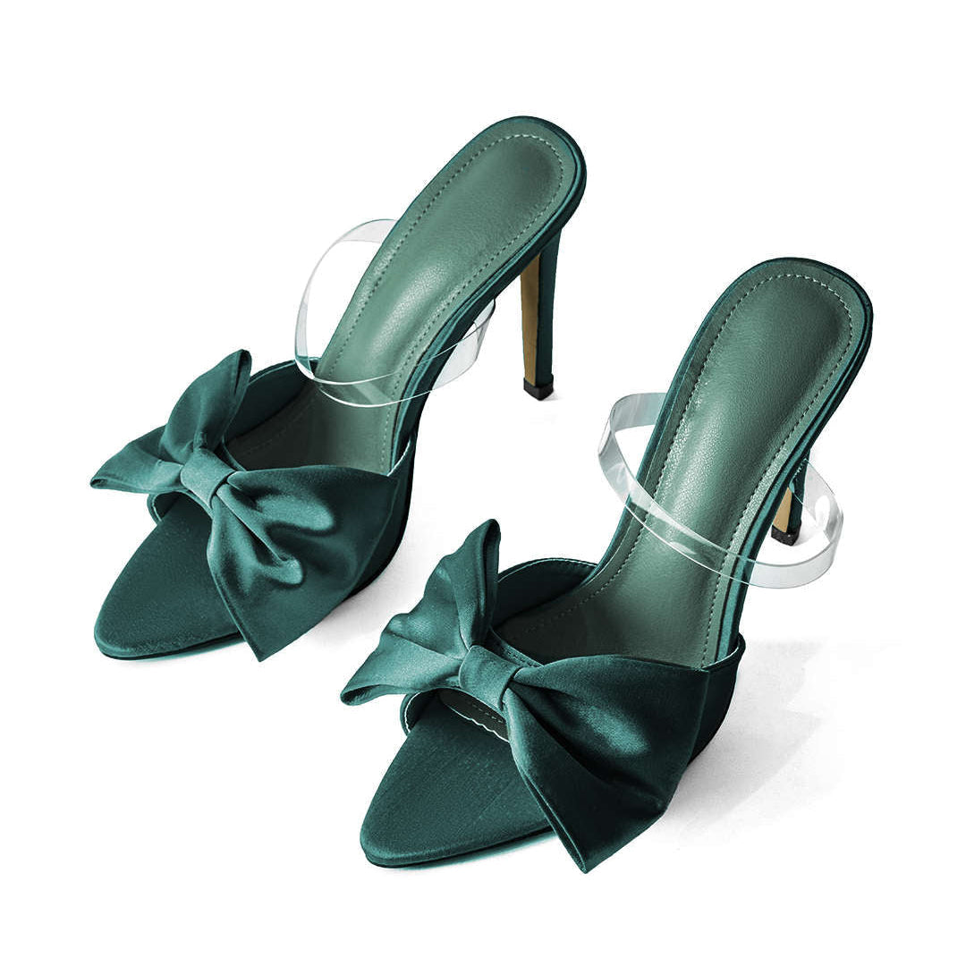 Slingback lodičky na vysokom podpätku s mašľou